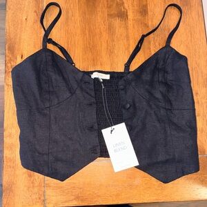 Love Tree Charcoal Linen Blend Top